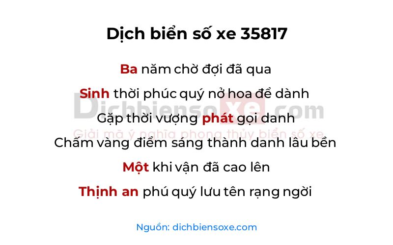 Dịch thơ biển số 35817