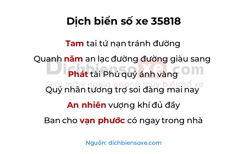 Dịch thơ biển số 35818