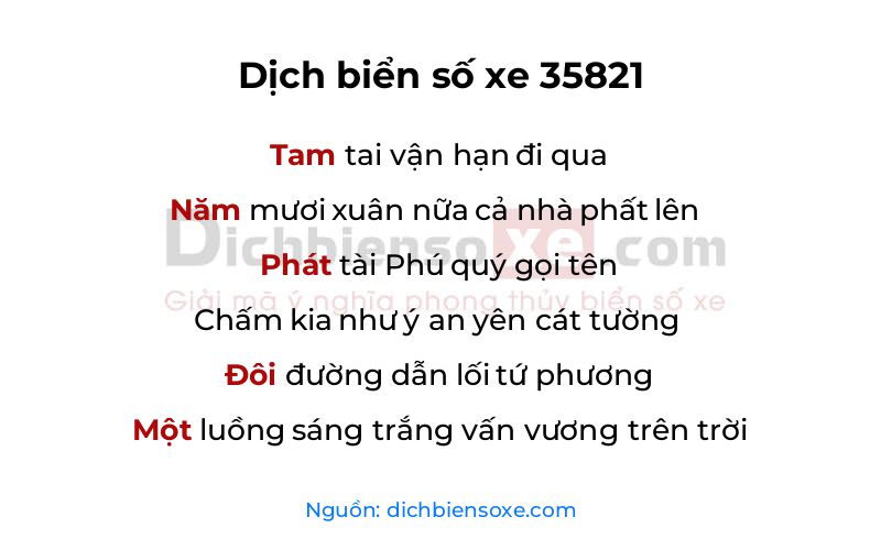 Dịch thơ biển số 35821