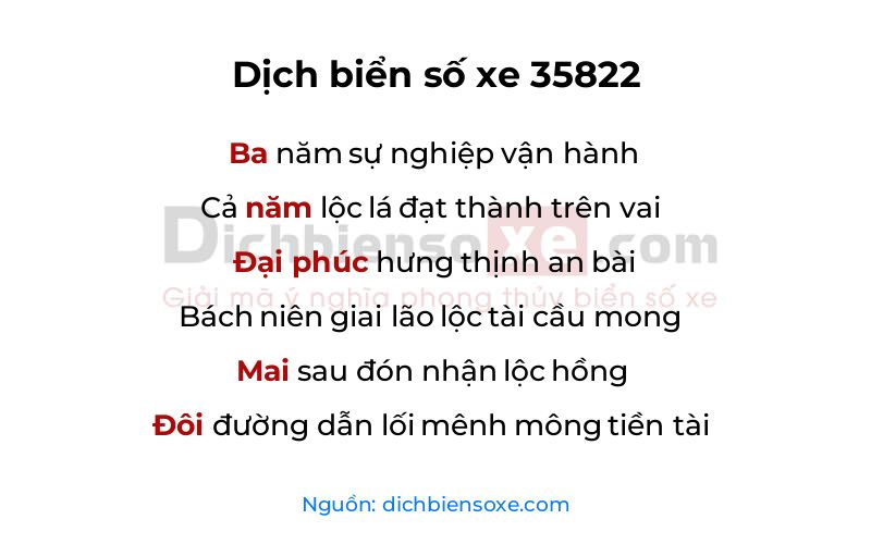 Dịch thơ biển số 35822