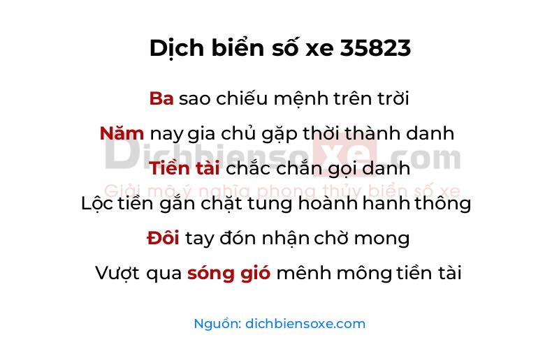 Dịch thơ biển số 35823
