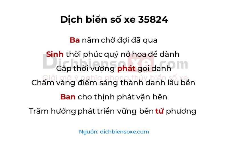 Dịch thơ biển số 35824