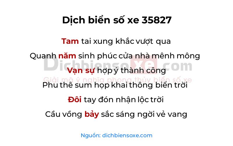 Dịch thơ biển số 35827