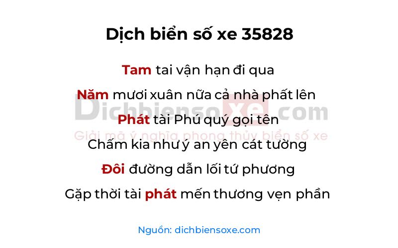 Dịch thơ biển số 35828