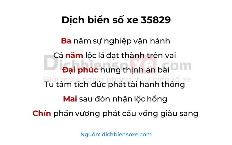 Dịch thơ biển số 35829