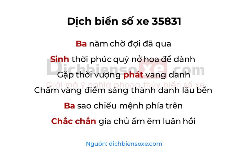 Dịch thơ biển số 35831