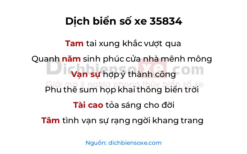 Dịch thơ biển số 35834