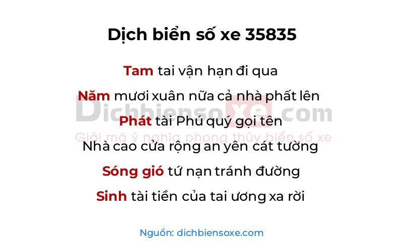 Dịch thơ biển số 35835