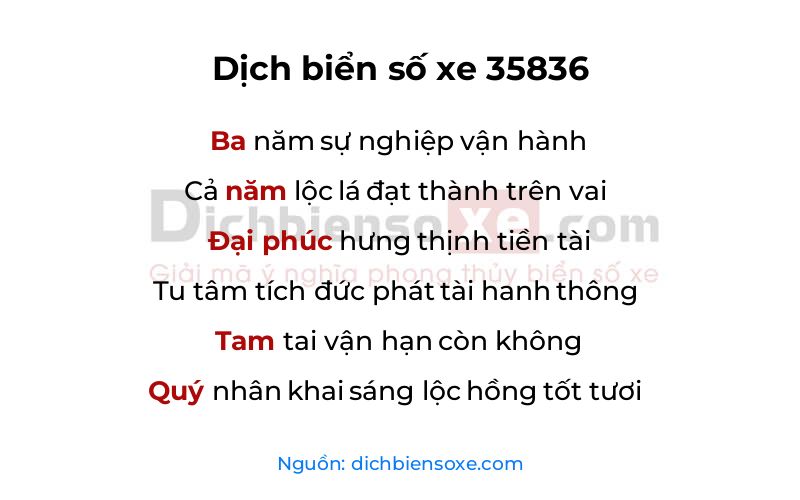 Dịch thơ biển số 35836