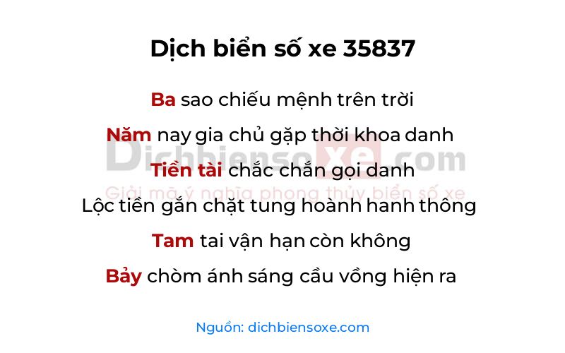 Dịch thơ biển số 35837