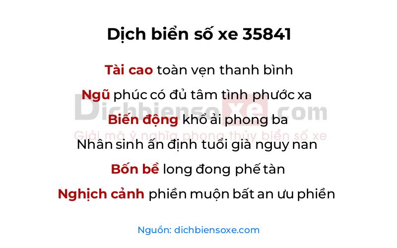 Dịch thơ biển số 35841