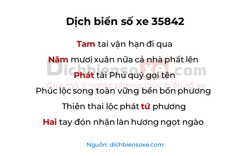 Dịch thơ biển số 35842