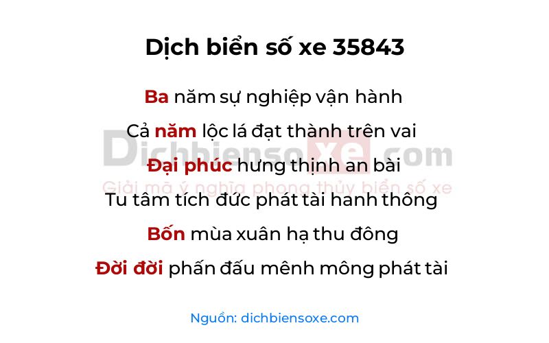 Dịch thơ biển số 35843