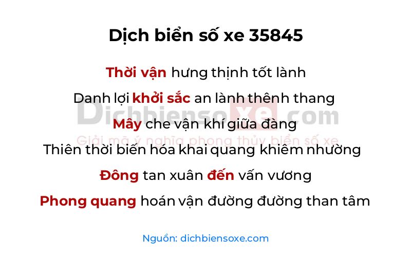 Dịch thơ biển số 35845