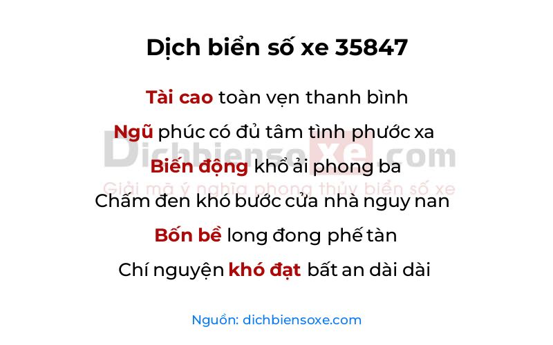 Dịch thơ biển số 35847
