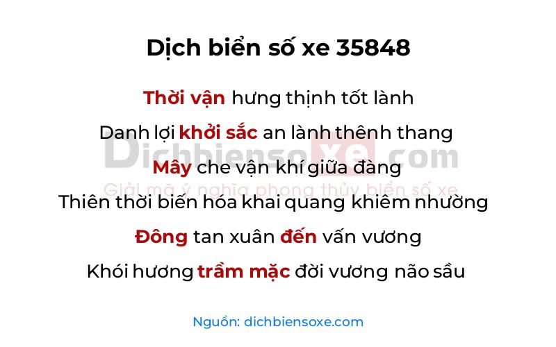 Dịch thơ biển số 35848