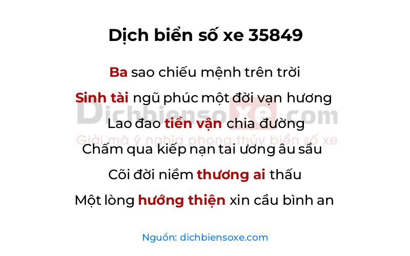Dịch thơ biển số 35849