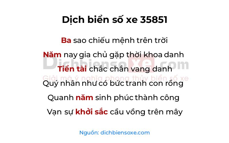 Dịch thơ biển số 35851