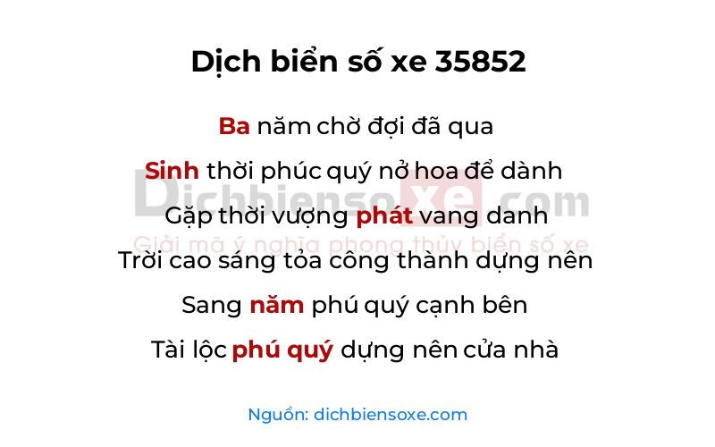 Dịch thơ biển số 35852