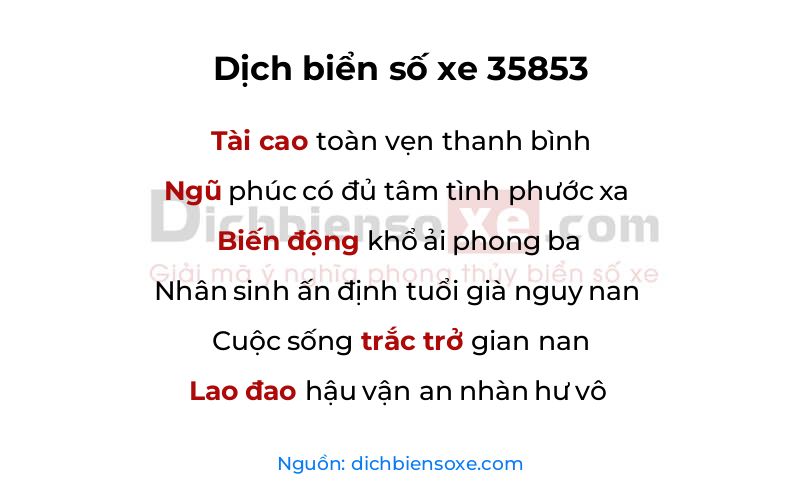 Dịch thơ biển số 35853