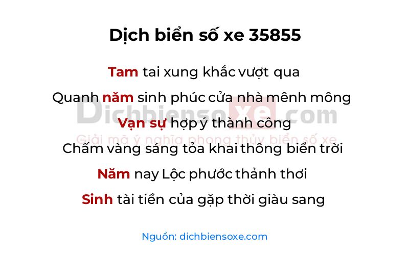 Dịch thơ biển số 35855