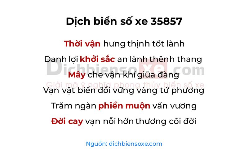 Dịch thơ biển số 35857