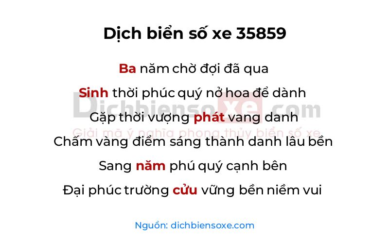 Dịch thơ biển số 35859