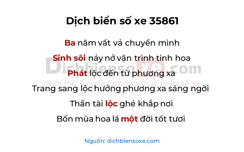 Dịch thơ biển số 35861