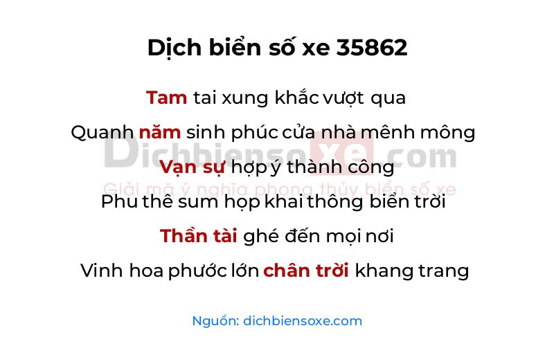 Dịch thơ biển số 35862