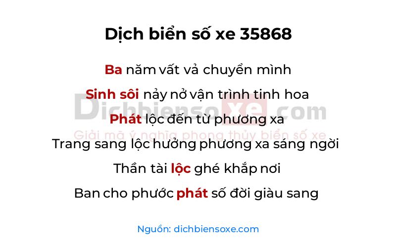 Dịch thơ biển số 35868