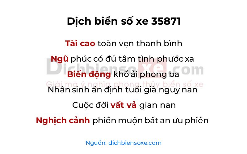 Dịch thơ biển số 35871