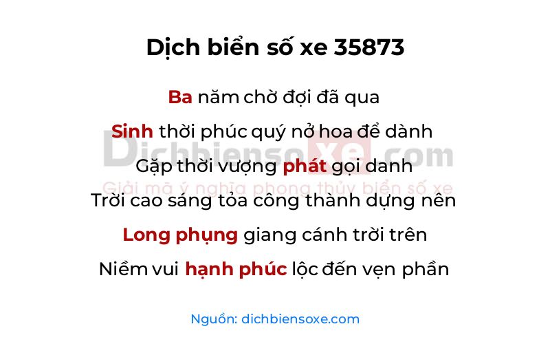 Dịch thơ biển số 35873