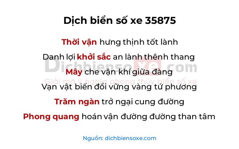 Dịch thơ biển số 35875