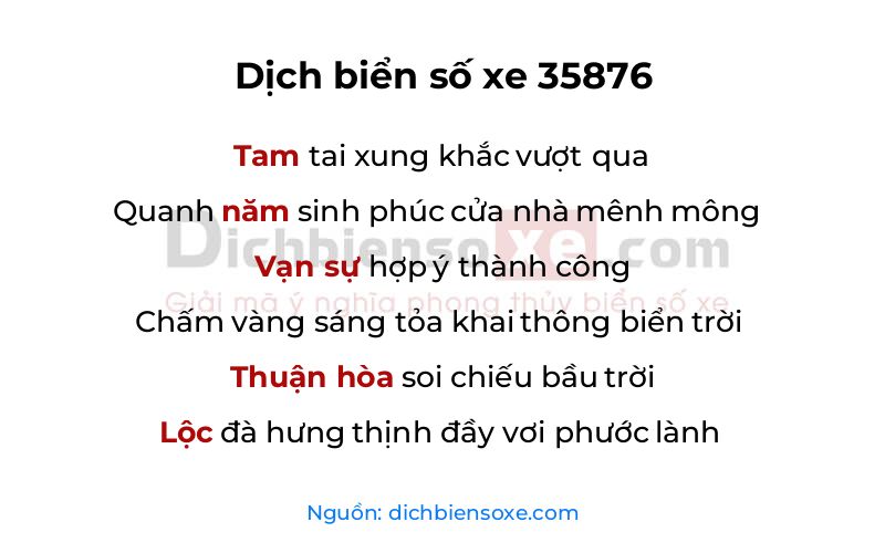 Dịch thơ biển số 35876