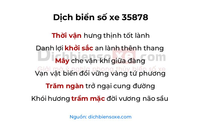 Dịch thơ biển số 35878