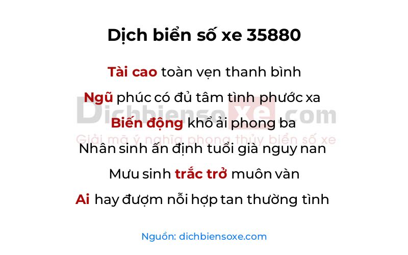 Dịch thơ biển số 35880