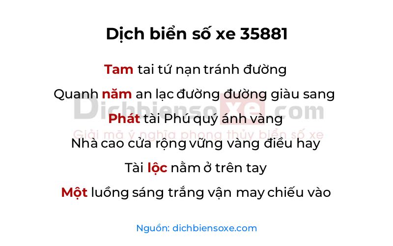 Dịch thơ biển số 35881
