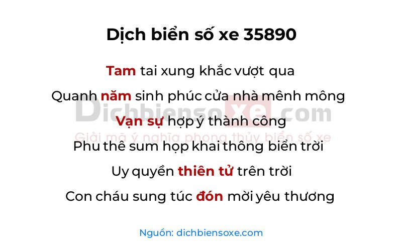 Dịch thơ biển số 35890