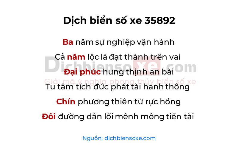 Dịch thơ biển số 35892