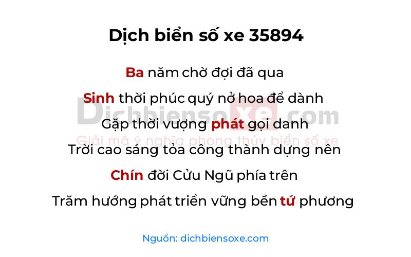 Dịch thơ biển số 35894