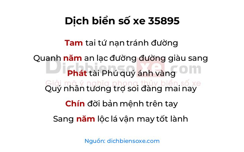 Dịch thơ biển số 35895