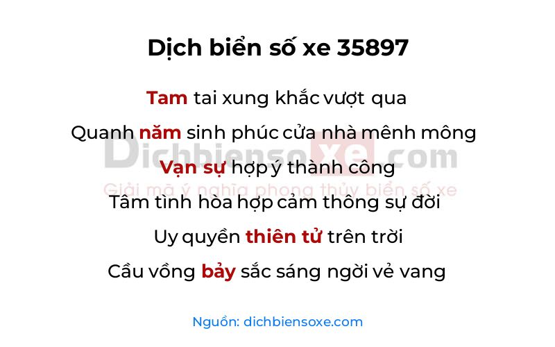 Dịch thơ biển số 35897