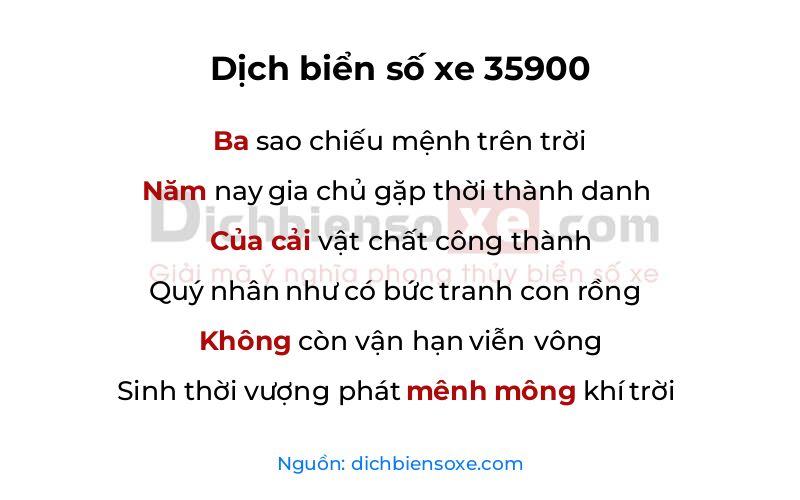 Dịch thơ biển số 35900