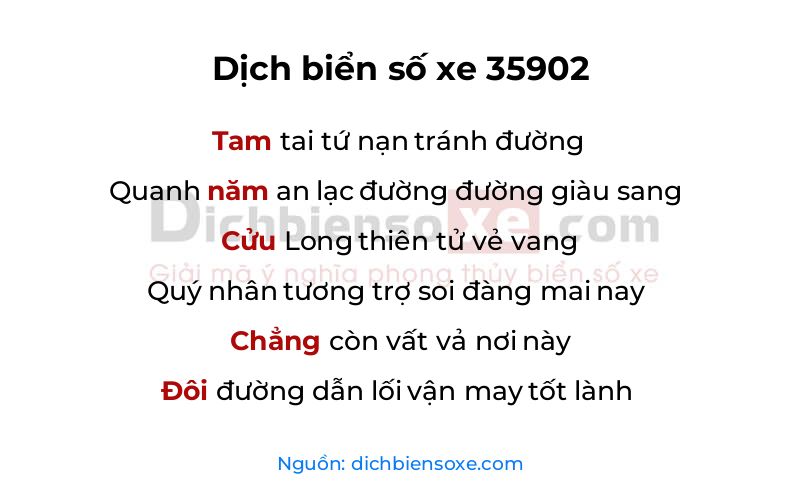 Dịch thơ biển số 35902