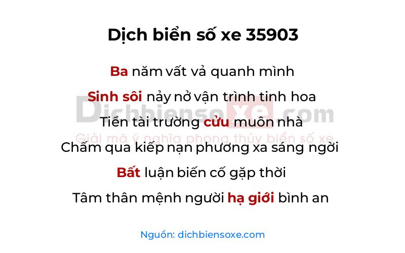 Dịch thơ biển số 35903