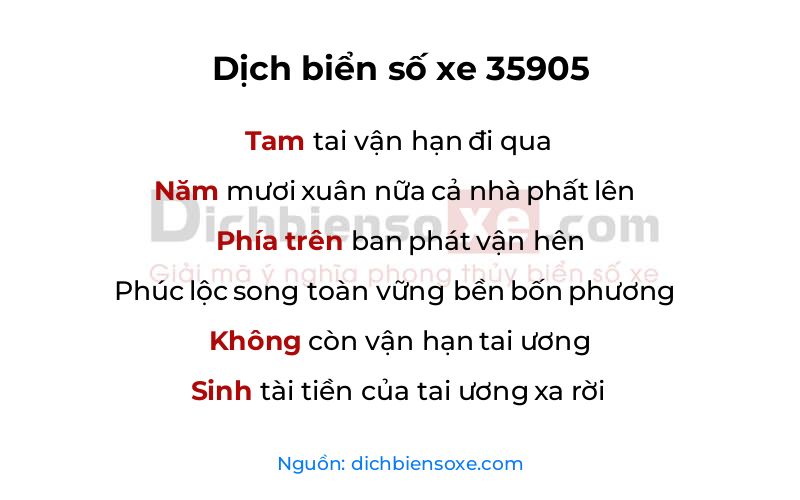 Dịch thơ biển số 35905