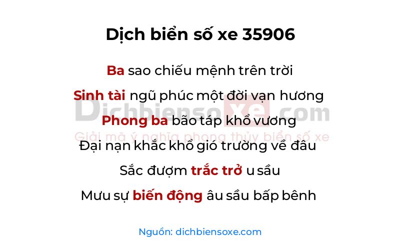 Dịch thơ biển số 35906