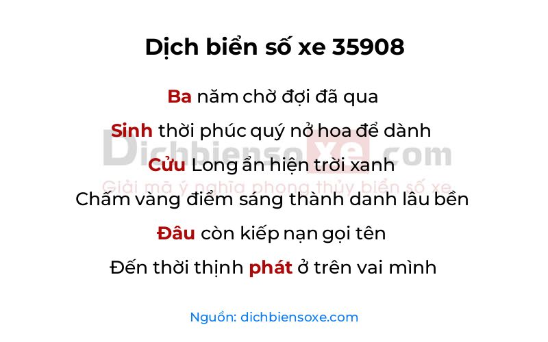 Dịch thơ biển số 35908