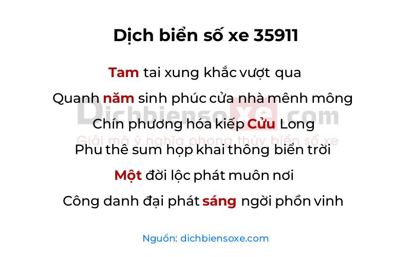Dịch thơ biển số 35911