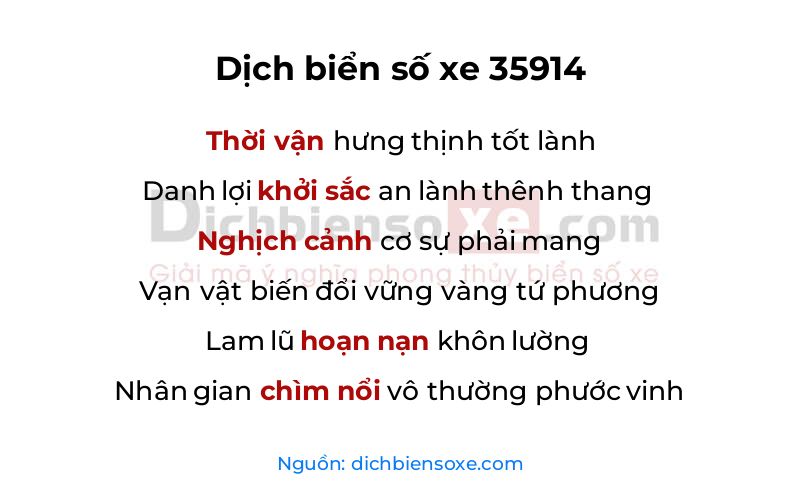 Dịch thơ biển số 35914